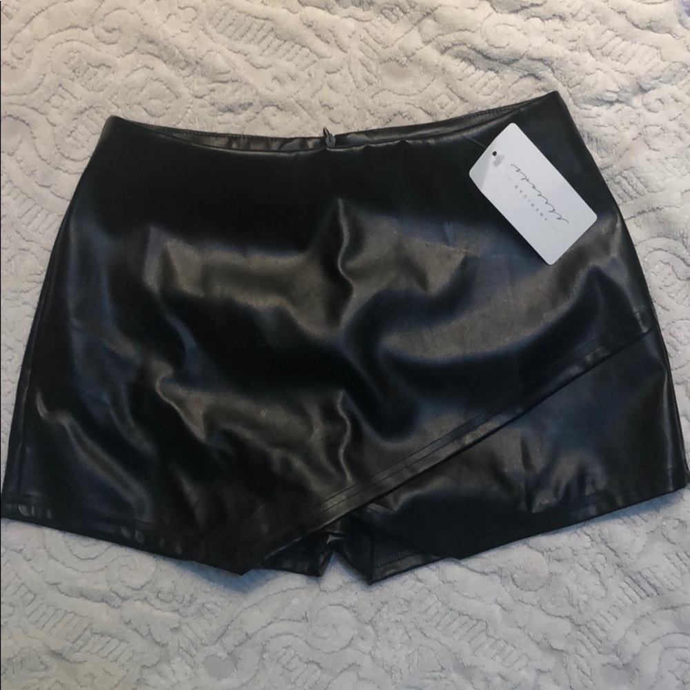 Black Leather Skort